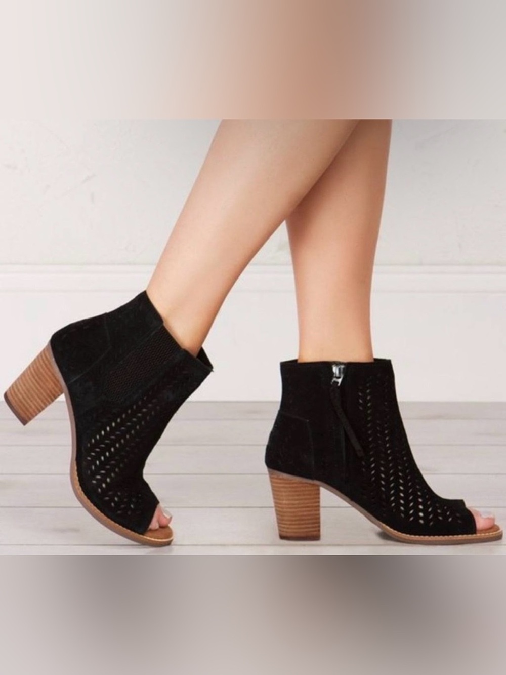 TOMS Majorca Open Toe Booties. *Size 8